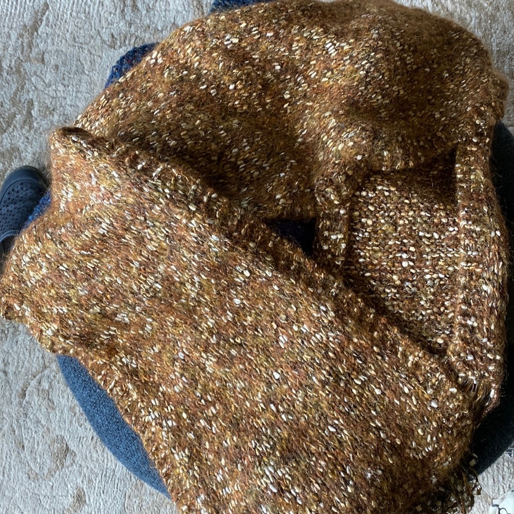 Handmade scarf/shawl.  7.5 feet long plus fringe, 1 foot wide.